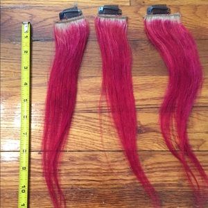 Real human hair clip in extensions red goth punk